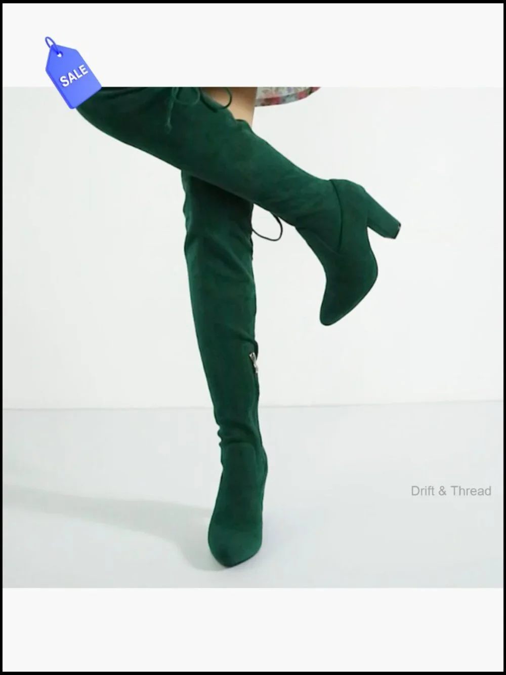 Over the Knee Boots, Thigh High Chunky Heel Lace Up Zipper, Sexy Pointed Toe